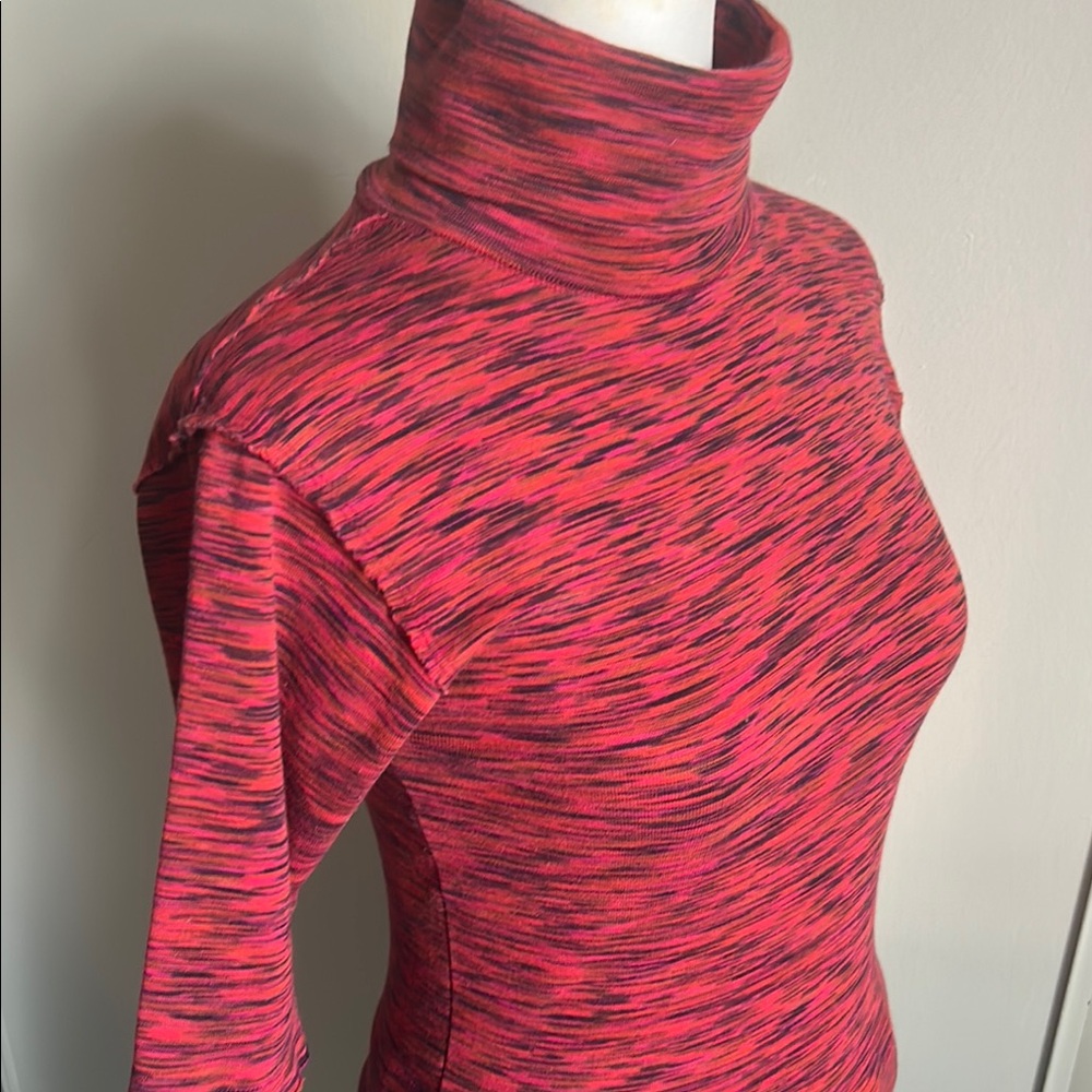 Free People Womens Red Sunshine Space Dye Elbow Sleeves Turtleneck Top - Picture 3 of 10